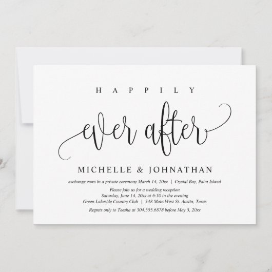 幸せな結婚後のお祝い, 挙式後のパーティーの招待状 招待状 (正面)