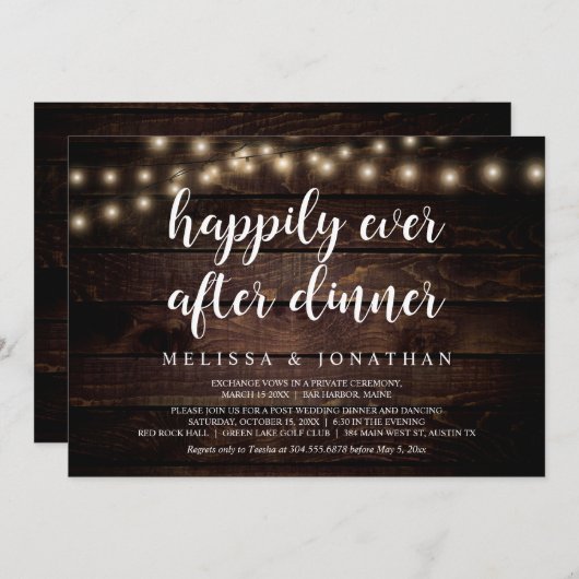 幸せな結婚後のディナー・パーティー, 結婚式での駆け落ち 招待状 (正面/裏面)