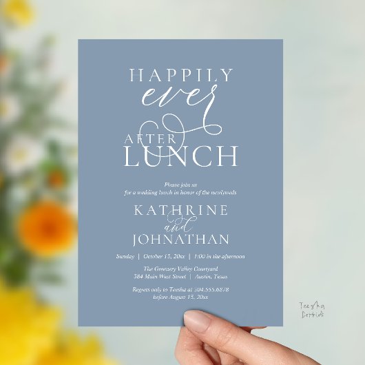 幸せな結婚後のランチ 結婚式の後のふたりの記念日 招待状