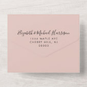 幸せな結婚後パーティー ブッシュピンクの結婚式 オールインワン招待状 (裏面)