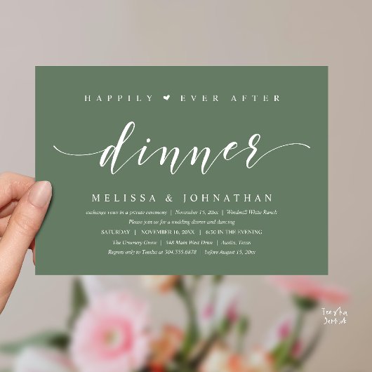 幸せな結婚生活の始まりを祝うディナー, 現代のミニマルデザイン 招待状