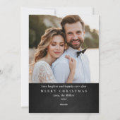 幸せな結婚生活を始めたばかりの新婚夫婦の初めてのクリスマス写真 シーズンカード (裏面)