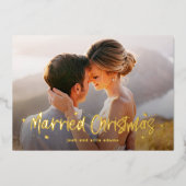 幸せな結婚生活を描いたクリスマスカード ゴールドホイル仕様 箔シーズンカード (正面)