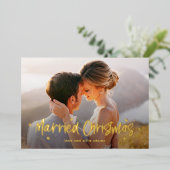 幸せな結婚生活を描いたクリスマスカード ゴールドホイル仕様 箔シーズンカード (立ち正面)