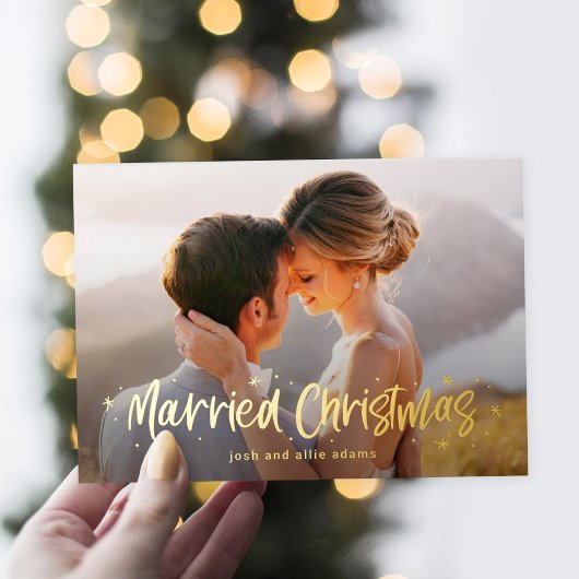 幸せな結婚生活を描いたクリスマスカード ゴールドホイル仕様 箔シーズンカード