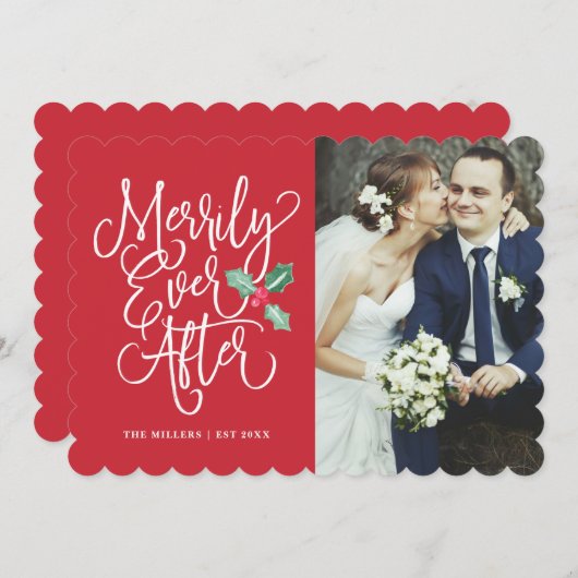 幸せな結婚生活を祝うウェディングホリデー/サンキュー写真 招待状 (正面/裏面)