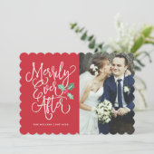 幸せな結婚生活を祝うウェディングホリデー/サンキュー写真 招待状 (スタンド正面)