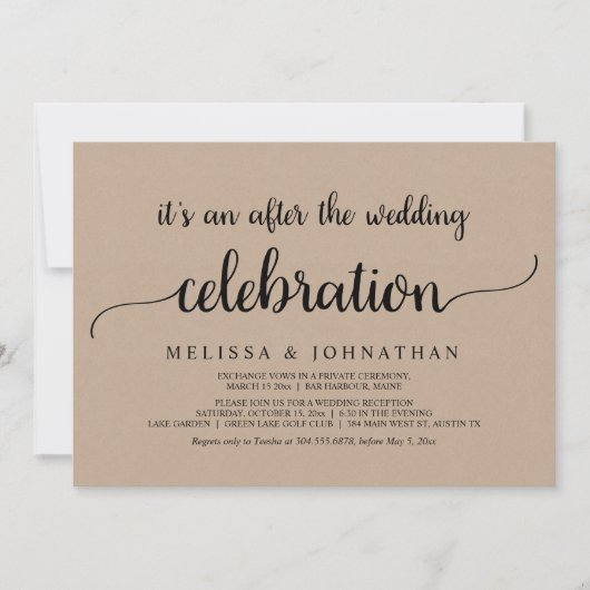 幸せな結婚記念日のお祝い ウェディングエロープメント セレブレーション 招待状 (正面)