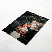 幸せな結婚記念日のエレガントなスクリプト写真ホイル ハoliday 箔シーズンカード (回転した状態)