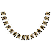 幸せな結婚記念日のフェイクな金ぱくの黒 バンティングフラッグ (全)