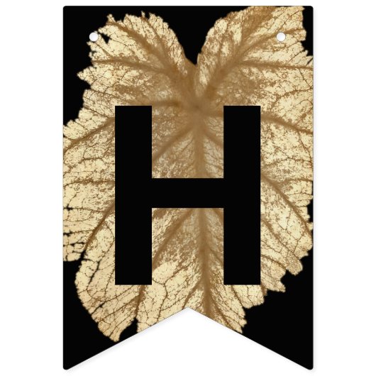 幸せな結婚記念日のフェイクな金ぱくの黒 バンティングフラッグ (第1の旗)