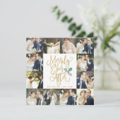 幸せな結婚記念日を永遠に ウェディングホリデー 12枚の写真カード 招待状 (スタンド正面)