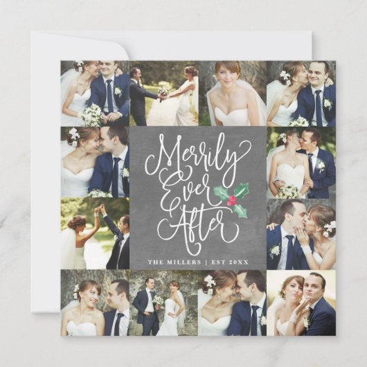 幸せな結婚記念日を祝う ホリデーシーズンにぴったりな12枚の写真カード サンキューカード (正面)