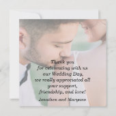 幸せな結婚 エレガントな写真の結婚式 サンキューカード (裏面)