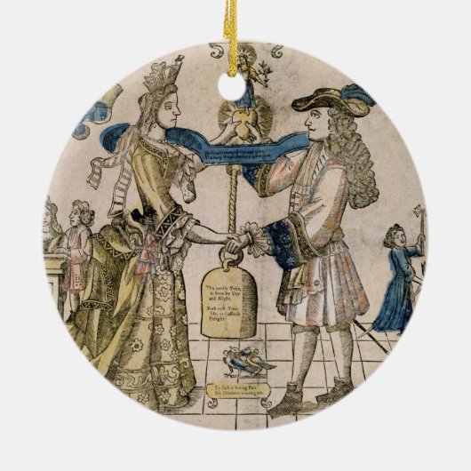 幸せな結婚(ステンシルによって着色される木版画) セラミックオーナメント (裏面)