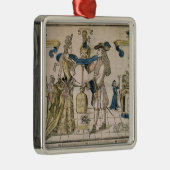 幸せな結婚(ステンシルによって着色される木版画) メタルオーナメント (右)