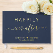 幸せな結婚 ネイビーブルーのウェディングブック ゲストブック