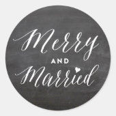 幸せな結婚 黒板スタイルのホリデーウェディング ラウンドシール (正面)