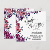 幸せな結末を飾る華麗なスクリプトと大胆な花 招待状 (正面/裏面)