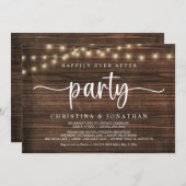 幸せな結末パーティー、ストリングライトの秘密の結婚式 招待状 (正面/裏面)