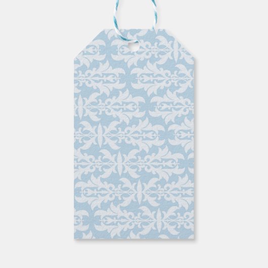 幸せな結末 青いエレガントな絵本 ギフトタグ (裏面)