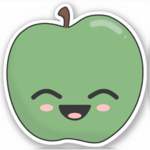 幸せな緑のりんご シール