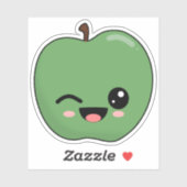 幸せな緑のウインクアップル シール (シート)