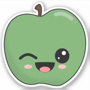 幸せな緑のウインクアップル シール