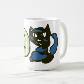 幸せな緑のジャックオーランタン黒猫 コーヒーマグカップ (正面右)