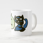 幸せな緑のジャックオーランタン黒猫 ジャンボコーヒーマグカップ (正面右)