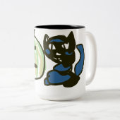 幸せな緑のジャックオーランタン黒猫 ツートーンマグカップ (正面右)
