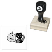 幸せな緑のジャックオーランタン黒猫 ラバースタンプ (押印)