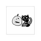 幸せな緑のジャックオーランタン黒猫 ラバースタンプ (インプリント)