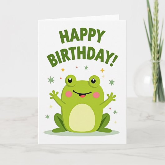 幸せな緑の誕生日カード カード (正面)