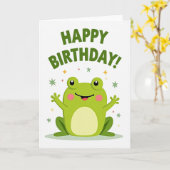 幸せな緑の誕生日カード カード (黄色い花)