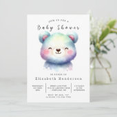 幸せな編集可能クマ赤ちゃんシャワー 招待状 (スタンド正面)