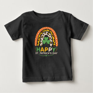 幸せな聖パトリックの日 かわいい虹のヒョウ ベビーTシャツ