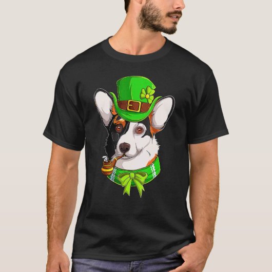 幸せな聖パトリックの日 コーギーのパロディ D Tシャツ (正面)