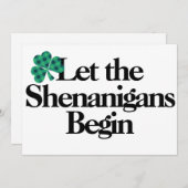 幸せな聖パトリックの日、シェナニガンを始める 招待状 (正面/裏面)