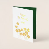 幸せな聖パトリックの日。シャムロックスラグジュアリー 箔カード (正面)