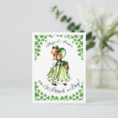 幸せな聖パトリックの日。ヴィンテージアイリッシュガールポストカ ポストカード (スタンド正面)