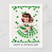 幸せな聖パトリックの日。ヴィンテージリトルアイリッシュガール ポストカード (正面)