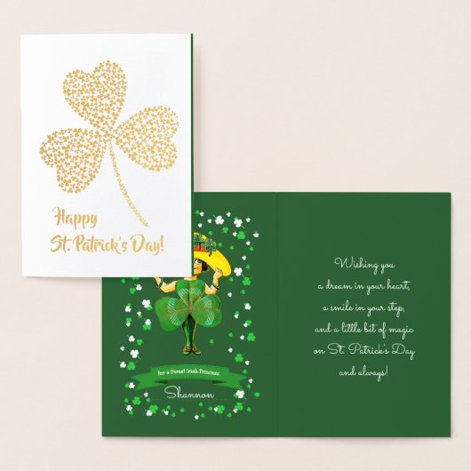 幸せな聖パトリックの日。ヴィンテージリトルアイリッシュガール 箔カード (ディスプレー)