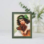 幸せな聖パトリックの日。ヴィンテージ・アイリッシュ・ガール ポストカード (スタンド正面)