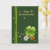 幸せな聖パトリックの日。三色シャムロック カード (黄色い花)