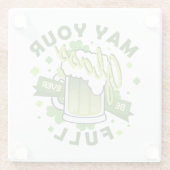 幸せな聖パトリックの祝日に緑色のビールでグラスがいっぱいになりますように ガラスコースター (裏面)