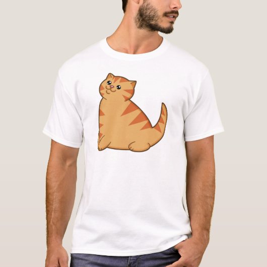 幸せな脂肪質のオレンジ猫 Tシャツ (正面)