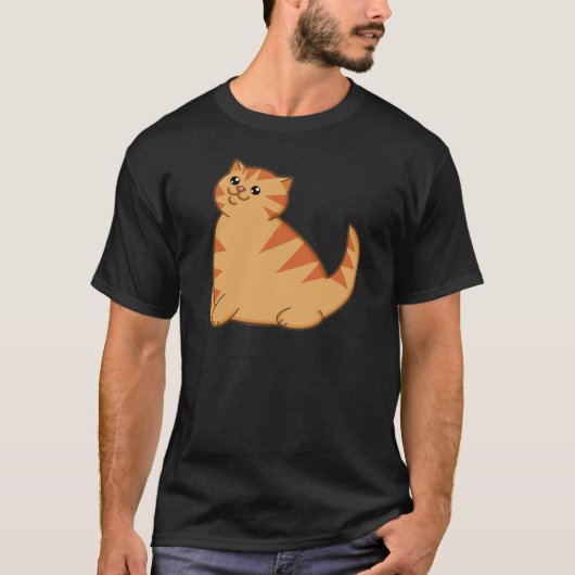 幸せな脂肪質のオレンジ猫 Tシャツ (正面)