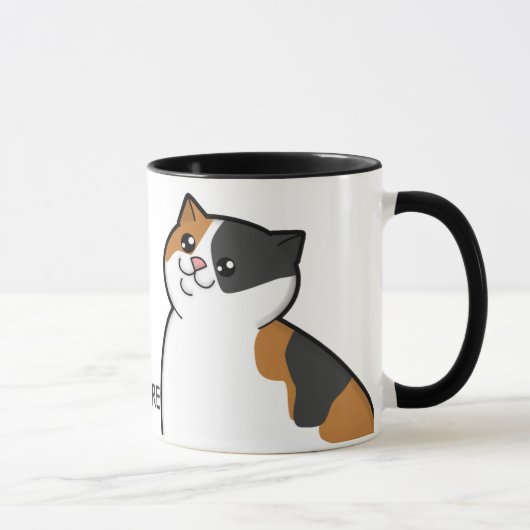 幸せな脂肪質の茶色のぶち猫の信号器のマグ マグカップ (右)