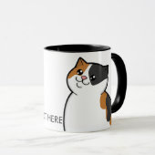 幸せな脂肪質の茶色のぶち猫の信号器のマグ マグカップ (正面右)
